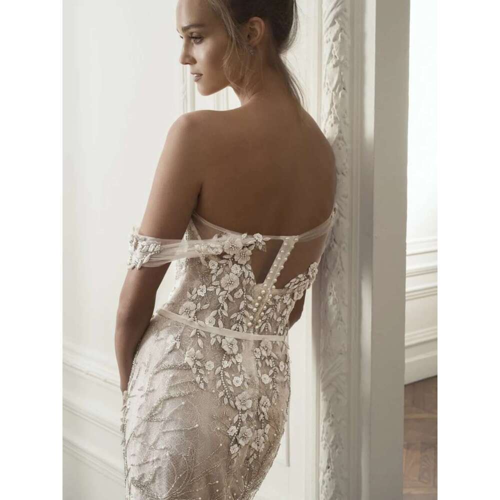 Fashion Mermaid Pearls Romantic Wedding Lace Beads Stunning Personalized Female Fairy Dress Elegant Bridal Wear