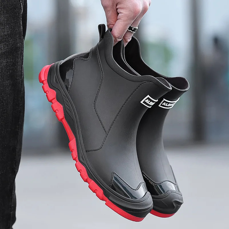 Fashionable Rain Boots for Men Rainproof and Waterproof Shoes Short Nonslip Casual Fishing Rubber Work 250219