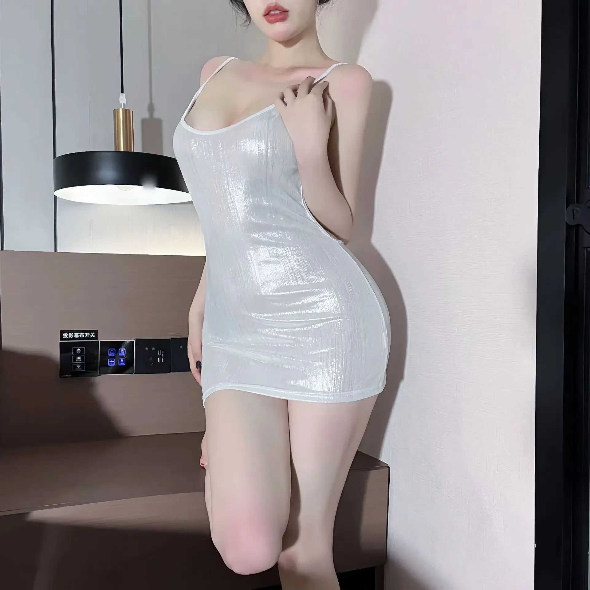 Sexy Lingerie Women Exotic Short Nightgown Sex Suit Perspective Lingerie Sexy Female Lace Slim Sling Short Dress Club Wear W250220