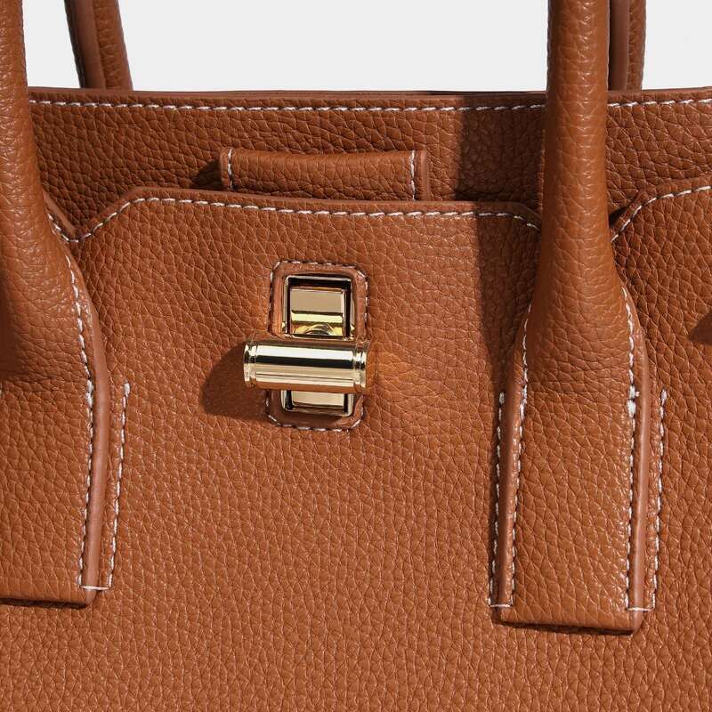 Classic Tote Bags For Women Designer Handbags And Purses 2024 New In PU Vintage Lychee Texture Lock Top Handle Shoulder