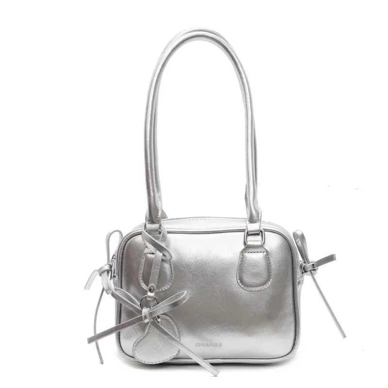 Niche Bow Bowling Bag Womens 2025 New Fashion Versatile Underarm Bag Large-capacity Work Commuter Bag Y250218