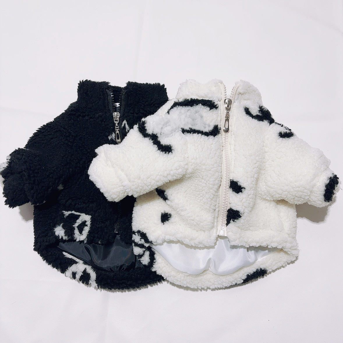 Designer Dogs Coats Luxury Sherpa Dog Clothes With Zipper Windproof Warm Puppy Outerwears Cold Weather Pets Jackets for Small Medium Dogs Black XS 241