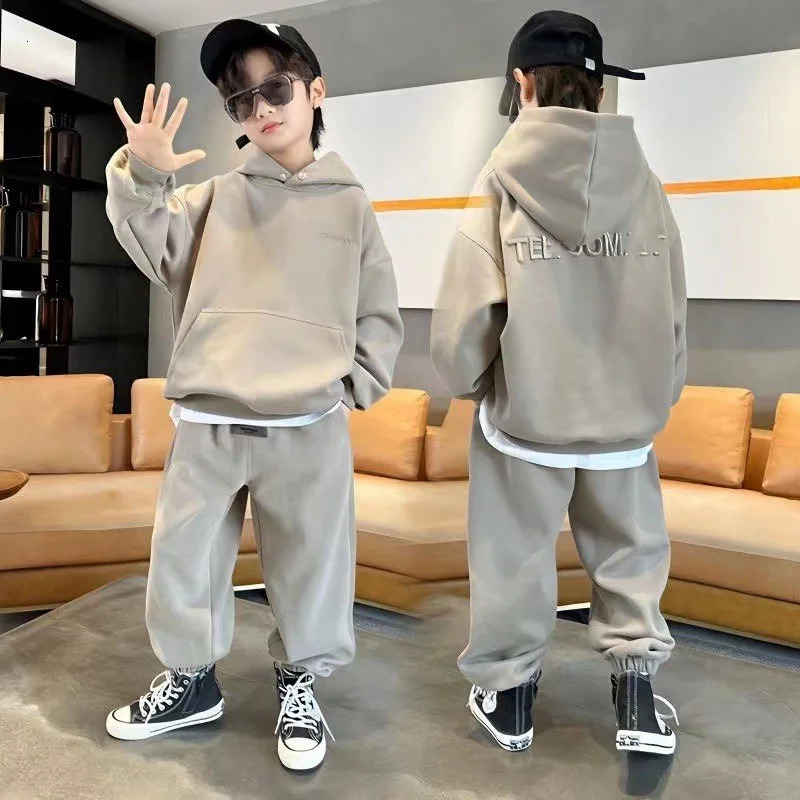 Autumn Children Boy Clothes Set Teenage Girls Letter Hoodies Pullover and Pants Suit Kid Sweatshirts Top and Bottom Tracksuits 250220