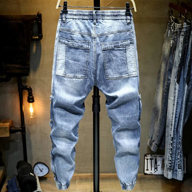 Oversize Jeans Men Harem Pants Wide Leg Loose Fit Tapered Male Joggers Hip Hop Streetwear Elastic Waist Trousers For 250219