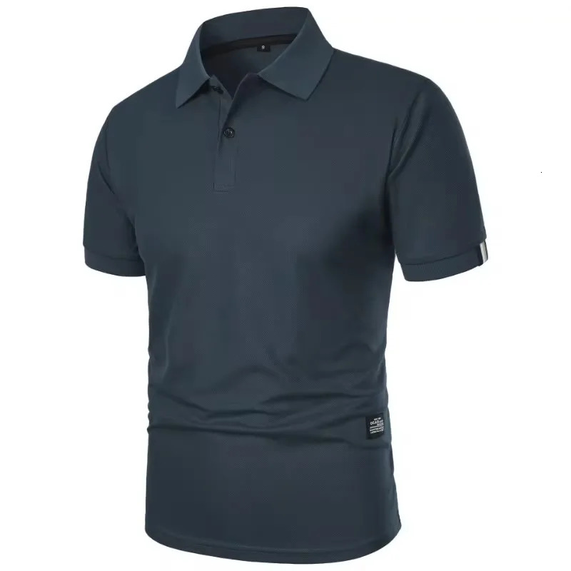 mens short sleeved Tshirt summer solid color lapel polo shirt lightweight breathable street 250220