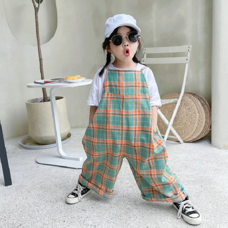 Suspenders Jumpsuit For Girls Pockets Trousers Spring Summer Bodysuit Casual Rompers Fashion ChildrenS Clothing 250117
