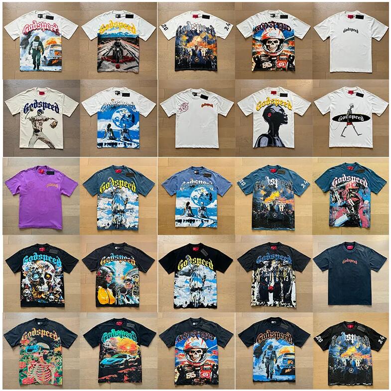 godspeed shirt designer t shirt mens tshirt short sleeve beach hipster fabric Stree printing Men Women street High Quality Hip Hop Fashion washed black tee eur size