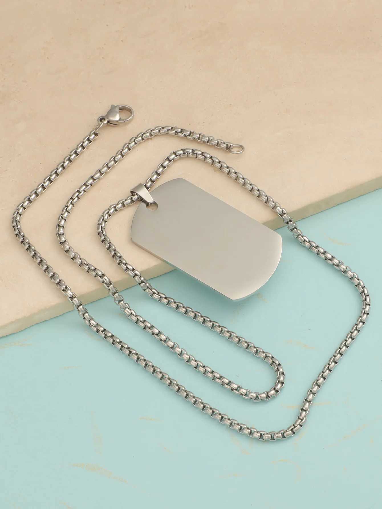 10Pcs 22*39mm Tag Necklace For Men Military Army Nameplate Blank Pendant Mirror Polished Stainl Steel Jewelry AccoriesXJ250219