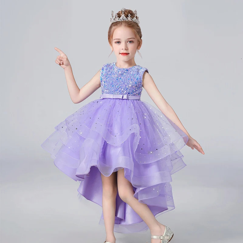 style Summer Sequin Lace Tuxedo Wedding Dress for girls 3-13 years old Sleeveless fluffy Mesh gauze Doveark 250220