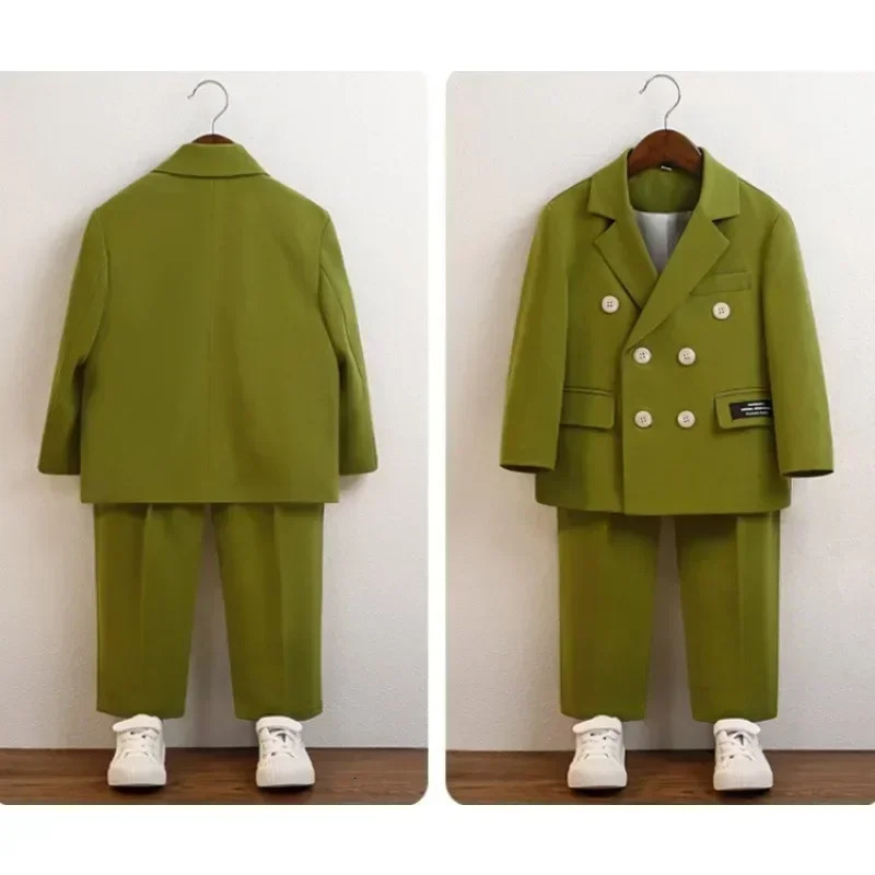Suit for Boys Fall Casual Children School Uniform Outfits Handsome Kids Host Performance Costume 8 10 Y Boy Birthday Blazers Set 250219
