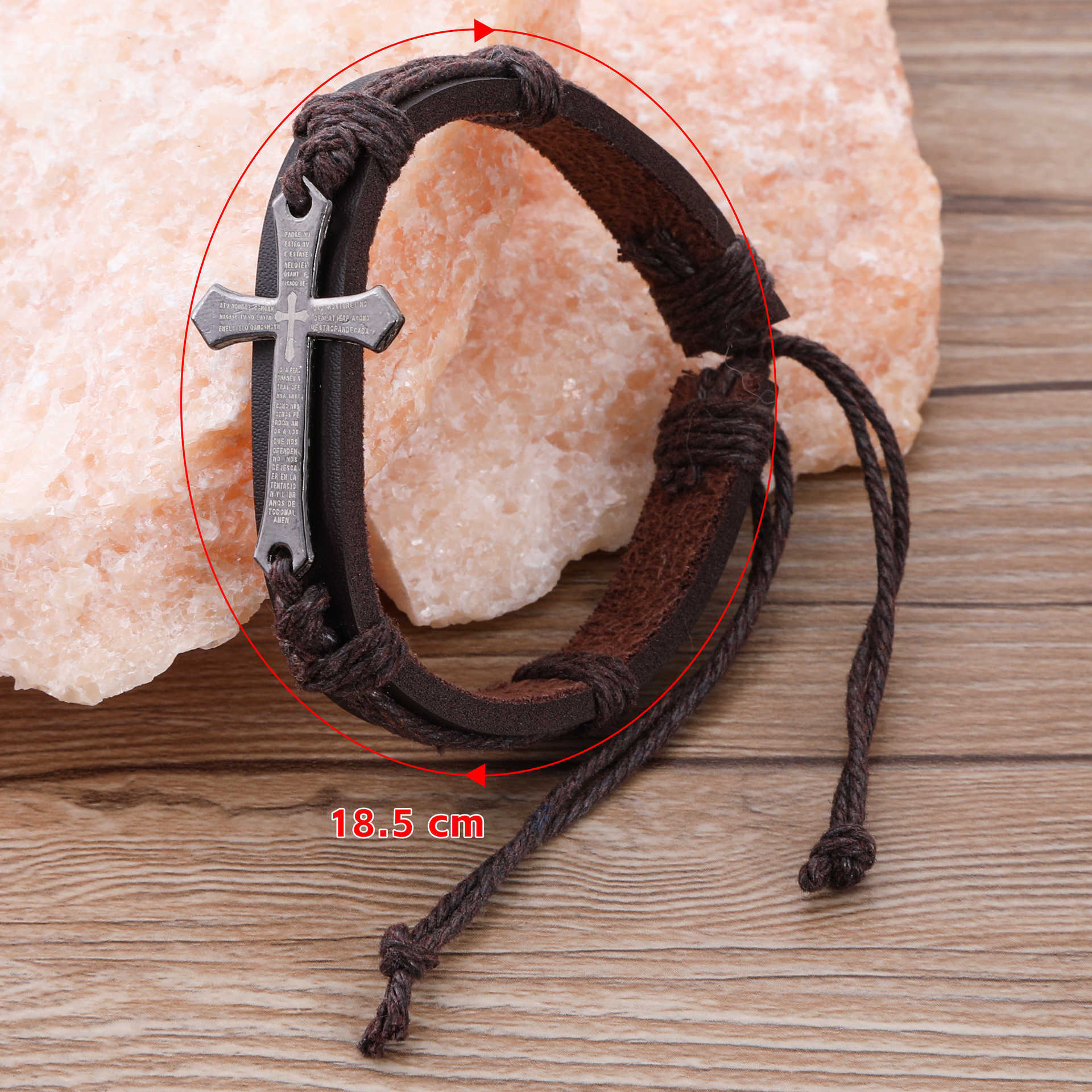 Charm Bracelets Fashion Accessories Cross Alloy Bracelet Leather Hand Woven Mens Bracelet H25220 2 ONJR