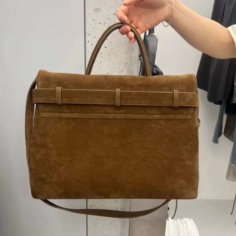 Faux Suede Square Messenger Bags For Women Designer Handbag And Purse 2024 New In Vintage Belt Buckle Shoulder Crossbody