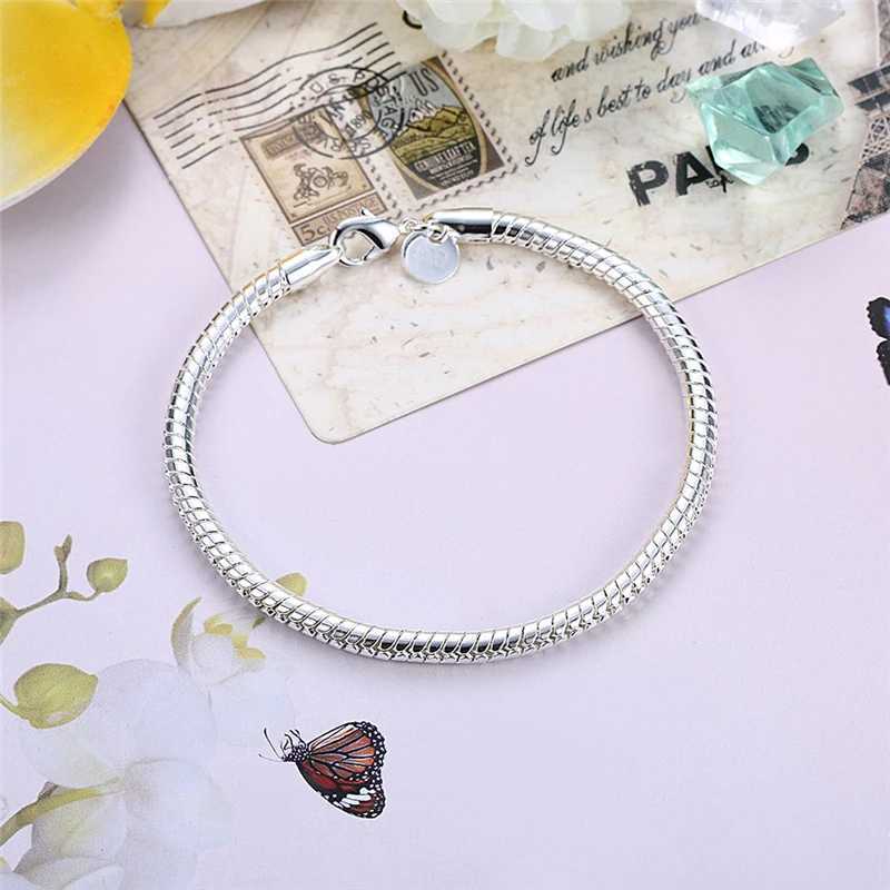 LiHong 925 Sterling Silver 3mm Snake Chain 8 inches Basis Bracelet For Woman Charm Wedding Engagement Fashion Party JewelryXJ250219