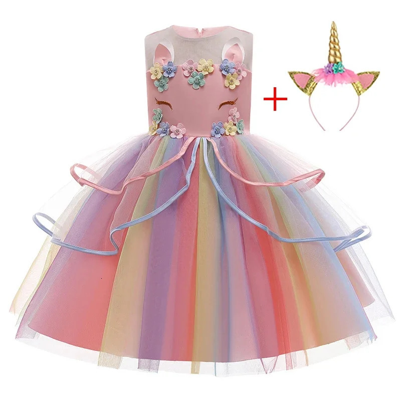 Baby Girl Unicorn Dress Cosplay Costume Birthday Party Princess Dress Sleeveless Wedding Christmas Outfit Kids Girl Clothing 250220
