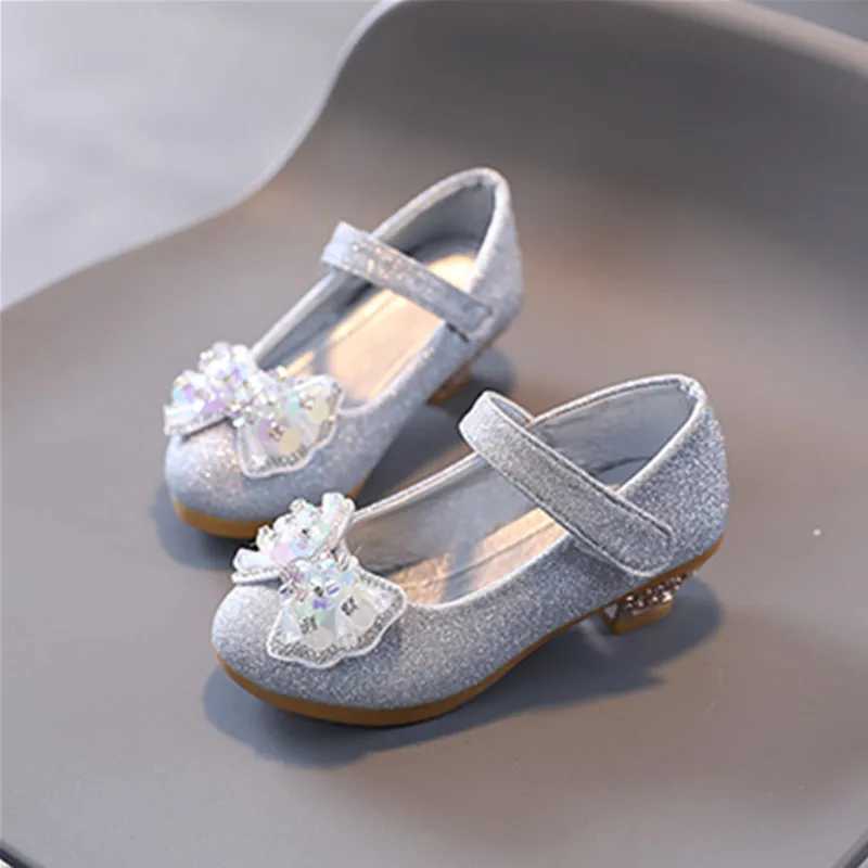 Childrens Leather Shoes Spring Autumn Versatile Girls High Heels for Princess Party Fashion Sweet Bowtie Kid Causal Dress Shoes X250220