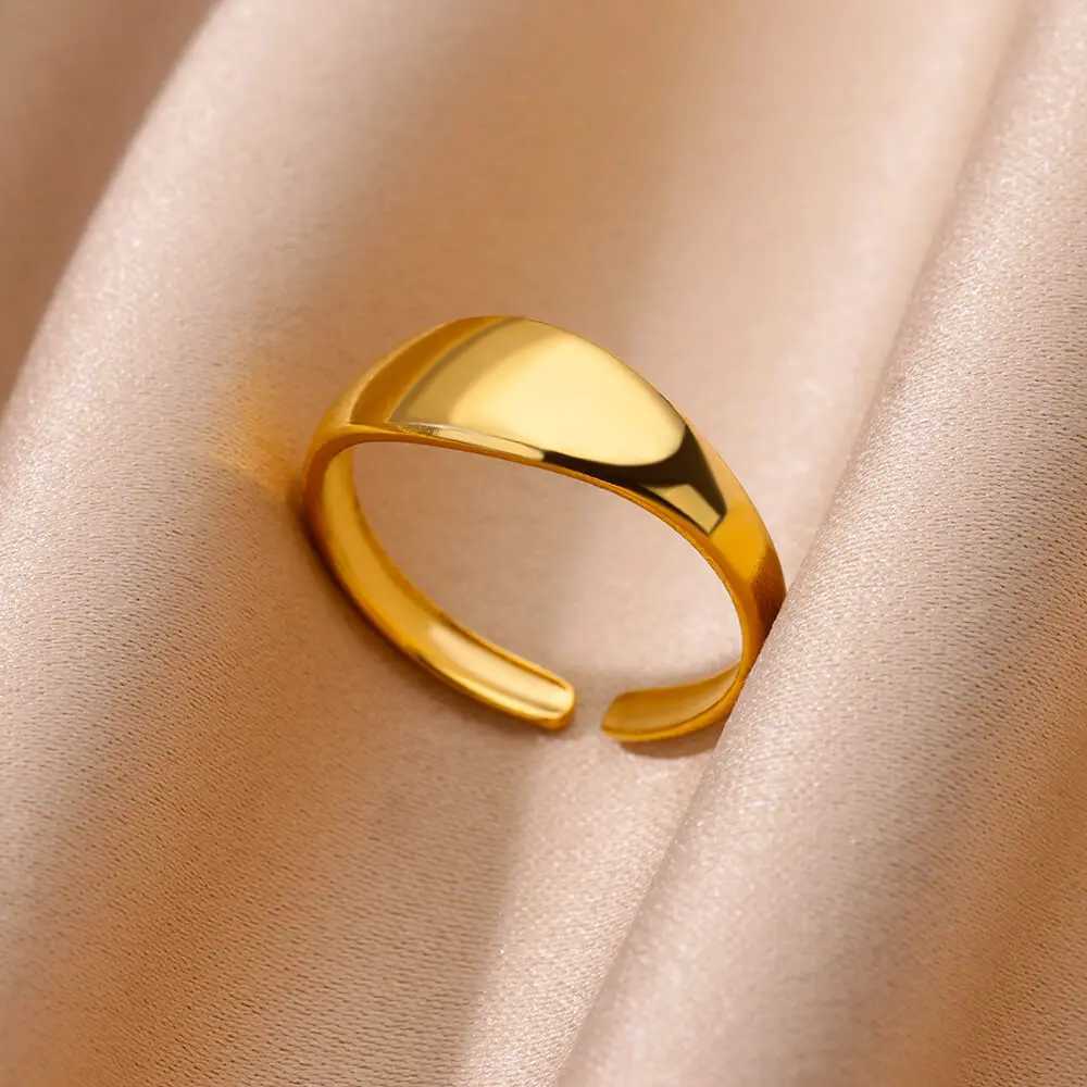 Stainless Steel Smooth Surface Shell Simple Geetric Ring for Wen Gold Color Exquisite Personali Open Ring Couple Jewelry X250220
