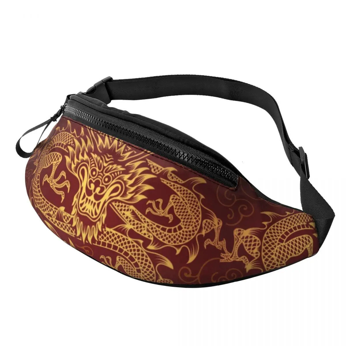 Red Japanese Dragon Pattern Fanny Pack for Men Women Fashion Asian Oriental Art Crossbody Waist Bag Traveling Phone Money Pouch 250219