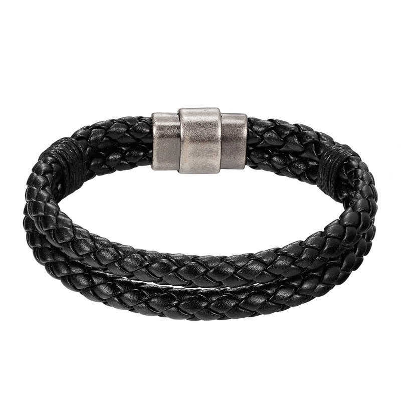 Charm Bracelets Popular minimalist leather wristband with personalized two circle double layered bracelet mens sizes are available H25220