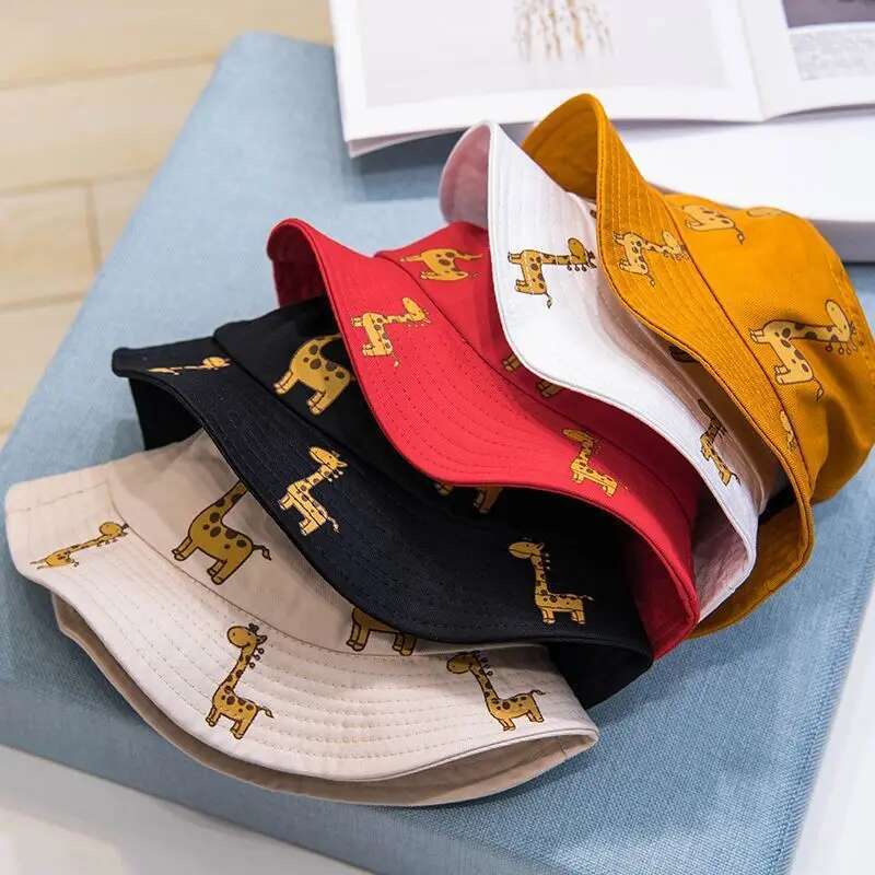 Ddmyshoesvip Summer Baby Bucket Hats Boys Girls UV Sunhat Kids Cotton Giraffe Beach Hat Children Outdoor Casual Panama Caps Child Accessories