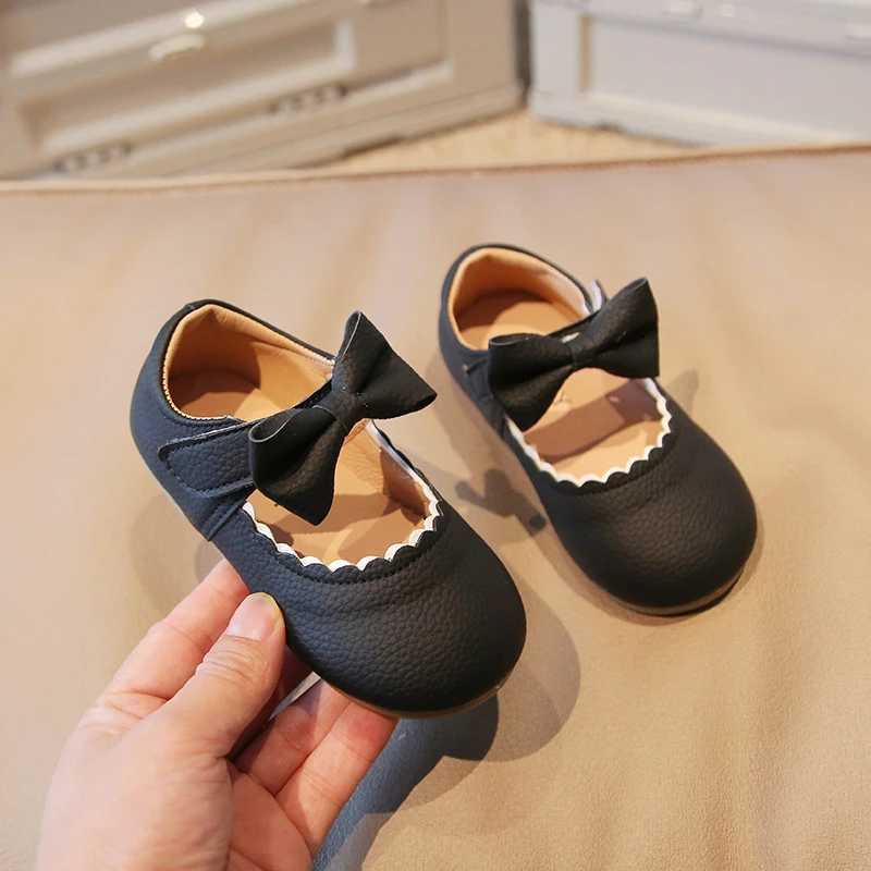 Girls Mary Janes Bowknot Ruffles Four Color Soft Pu Leather Kids Princess Shoes Shallow Lovely Light Autumn Children Shoe 21-30 X250220