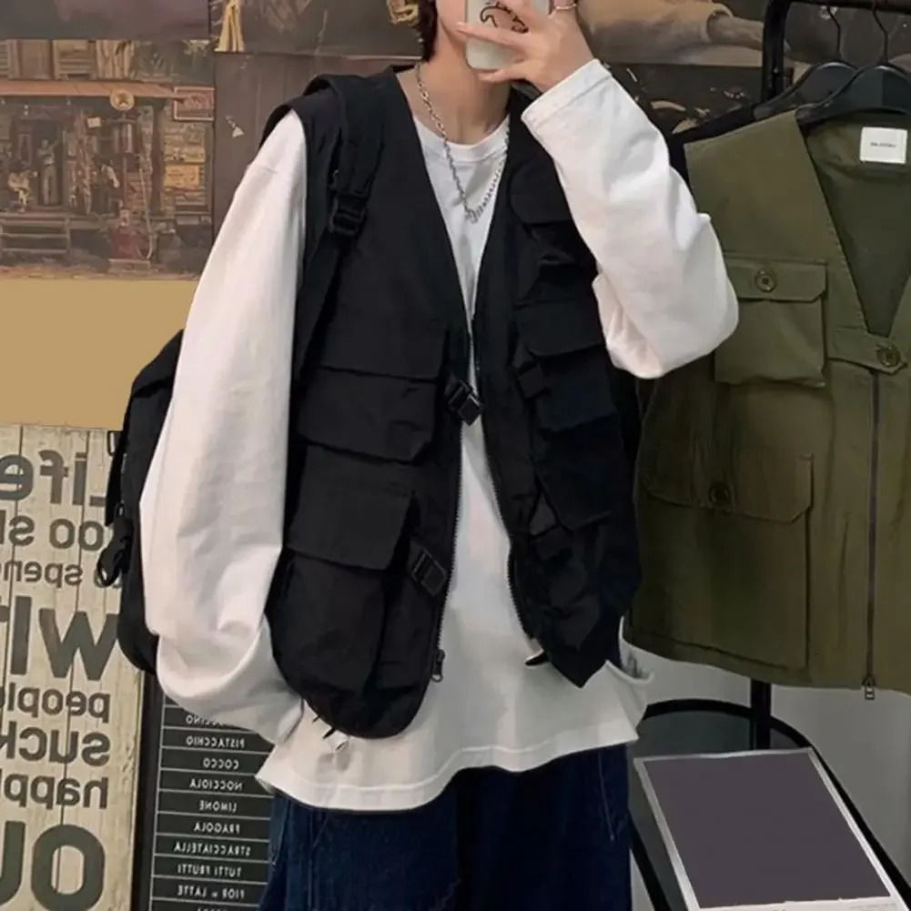Summer Men Tactical Vest Coat Casual Pographer Waistcoat Mesh Work Sleeveless Multi Pockets Jacket Tools Pocket Cargo Vest 250219