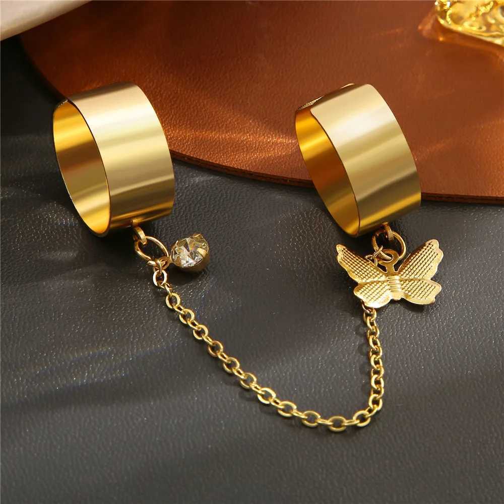 Personality Simple Mittens Chain Finger Rings for Wen Girls Gold Color Silver Color Charm Pendant Ring Jewelry Gift X250220