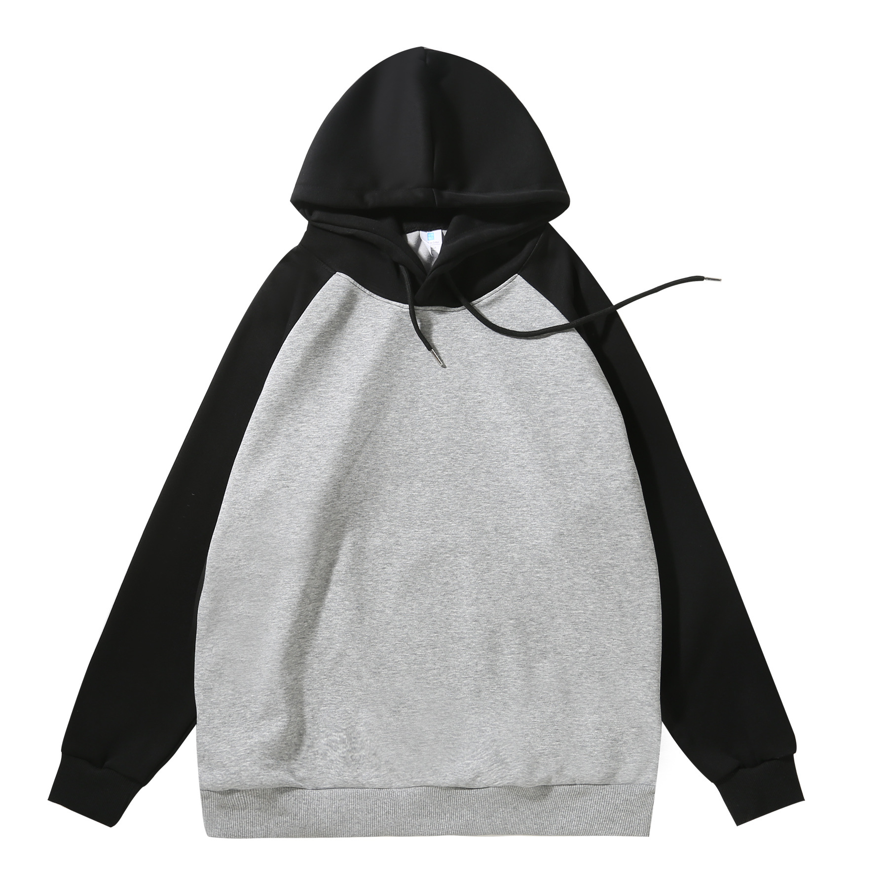 MM02193 Solid color hooded pullover sweatshirt with loose dropped shoulders and long sleeves