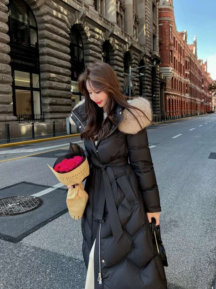 2024 New Korean Down Cotton Coat Women Long Winter Parkas Thicken Warm Hooded Cotton-Padded Jacket Coats Zipper Overcoat