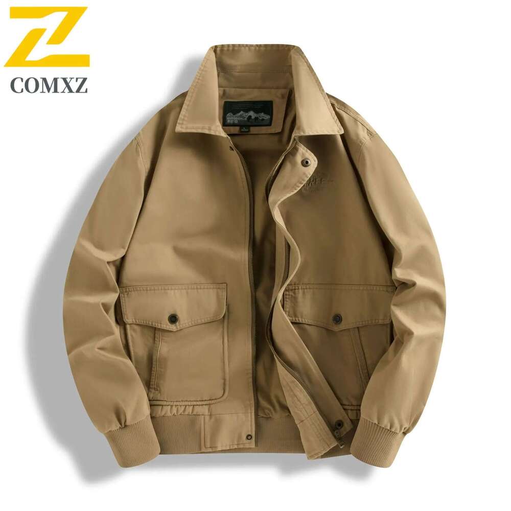 Men's Multi-Pocket Work Jacket, 2025 Cotton, Reverse Windshield Coat, Casual Jackets, Hiking, Outdoor Camping, Men's Fashion, Autumn, 100%