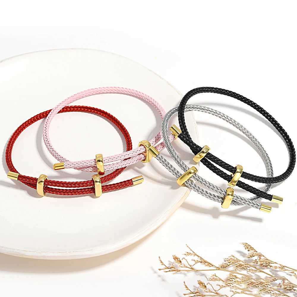 Greatera Tren Red Thread String Bracelets for Women Men Stainl Steel Braided Rope Adjustable Charm Bracelet Unisex JewelryXJ250219