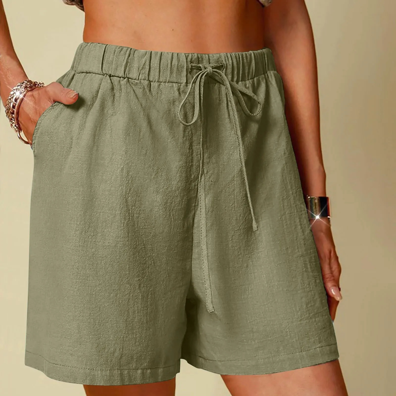 Summer Fashion Casual Wide Leg Shorts Women Cotton Linen Quick Dry Straight Leg Pants Female Versatile Quick Dry Loose Shorts 250214