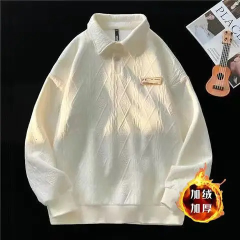 American street style autumn and winter men and women trendy personalized Polo pullover for couples loose retro casual top y2k 250220