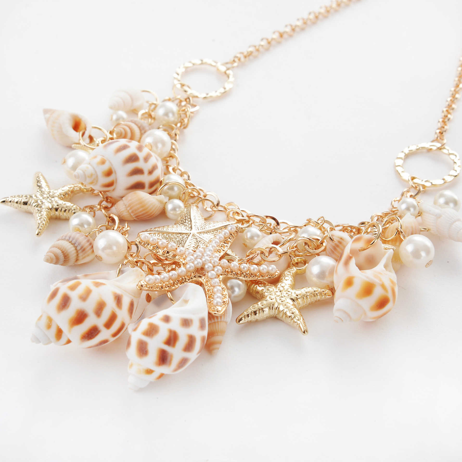 Pendant Necklaces Fashionable beach style sparkling Starfish Necklace Fashion Jewelry 9040 H25219