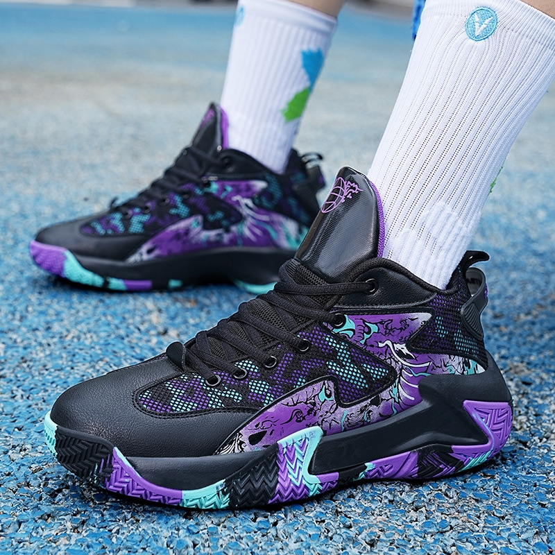 Student basketball shoes Men's shoes guard actual combat youth cushioned rubber soles big children's sneakers 36-46