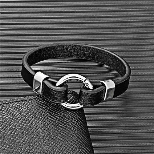 Charm Bracelets Hot selling jewelry creative circular spring buckle leather bracelet simple mens leather bracelet H25220