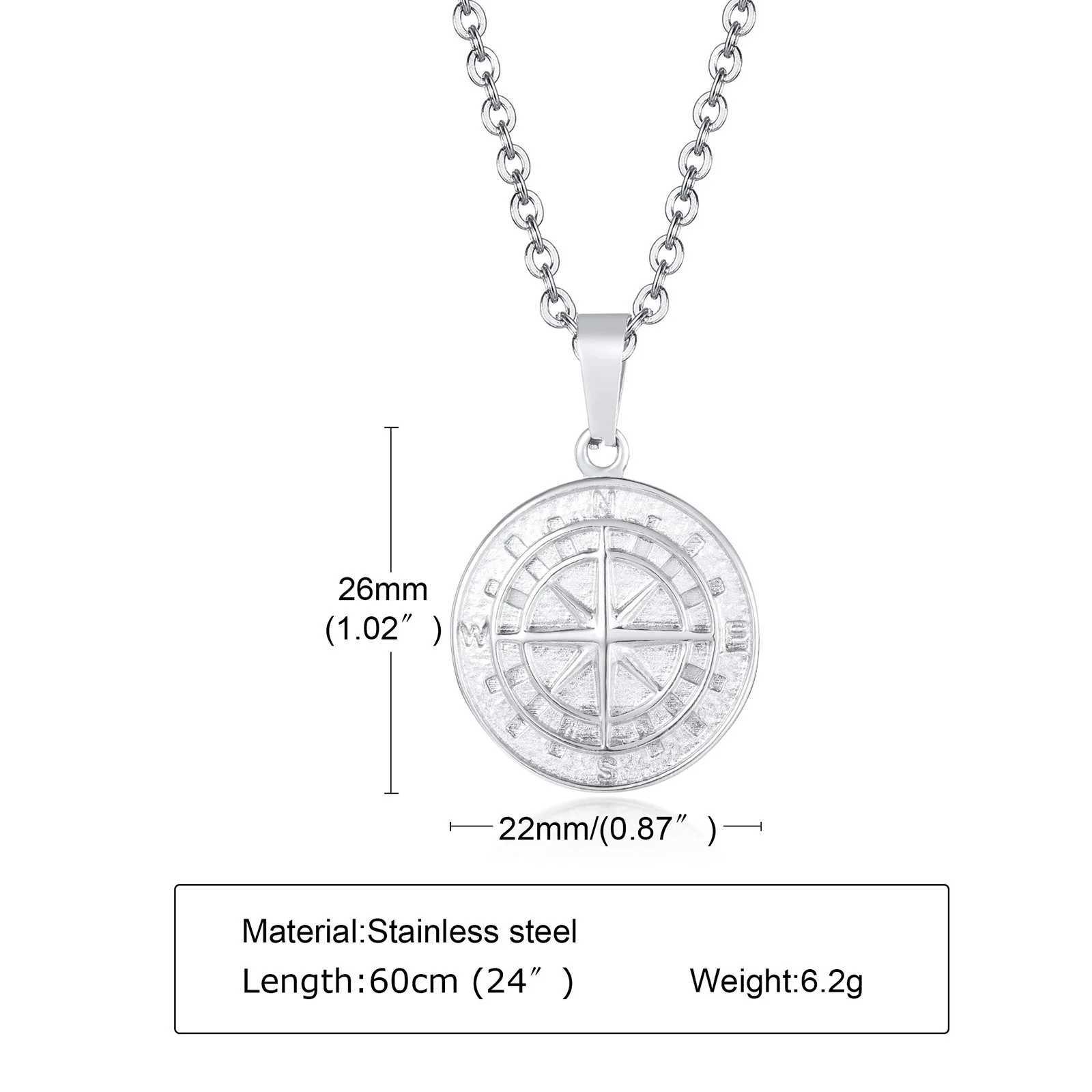 Vnox Layered Necklaces for Men Sailing Travel Compass Pendant Stainl Steel Cuban Figaro Wheat Chain Casual Retro CollarXJ250219