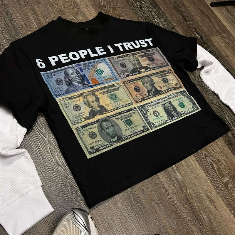 Round neck long sleeved T-shirt, hip-hop street trend printed pattern, fake two loose casual outfits