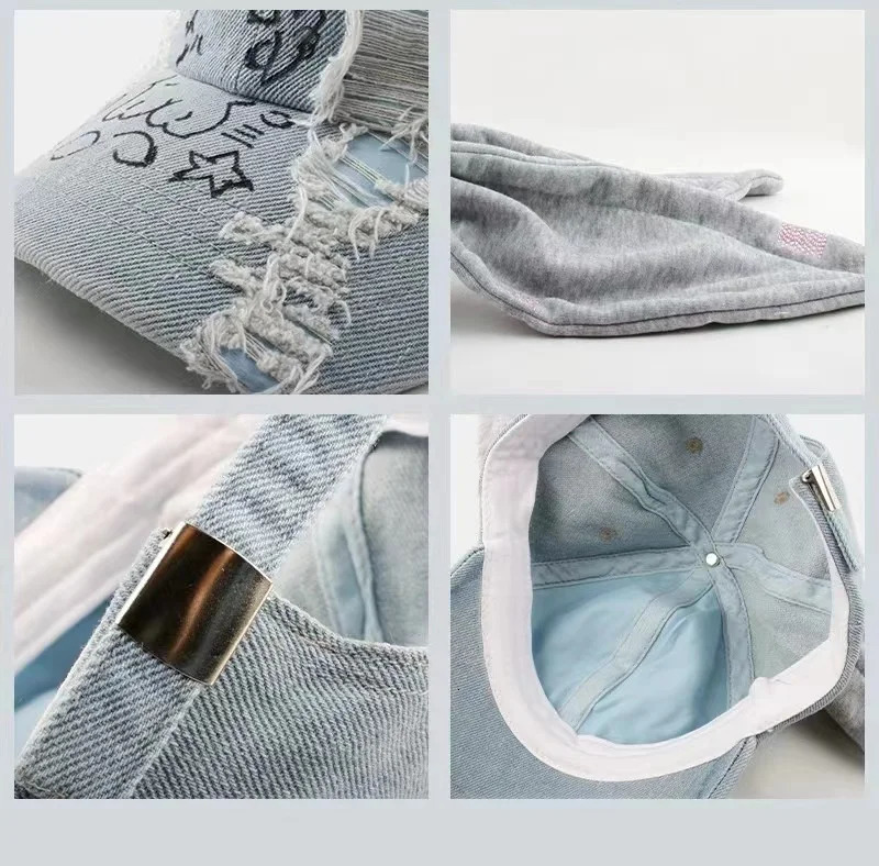 Jeans MinJi Haerin OMG Stage Long Rabbit Ear Hat Y2K Style Denim Blue Baseball Cap Fashion Hip-Pop Cap Couple Birthday Gifts 250214