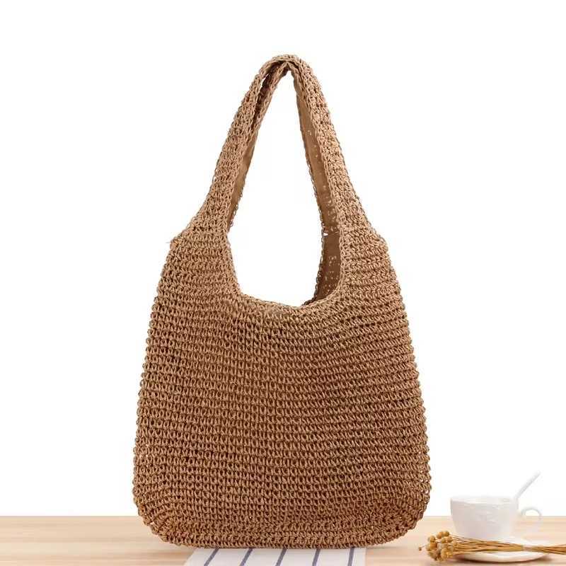 FAshion StrAW Women Shoulder Bags Paper Woven Female Handbags Large Capacity Summer Beach Casual Tote Purses Z250219