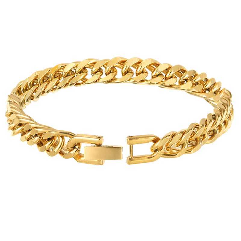 Kcaco Stainl Steel Cuban Link Bracelet Chunky Wristband Hip Hop Cu Link Chain Bracelets Width 8mm for Boyfriends JewelryXJ250219