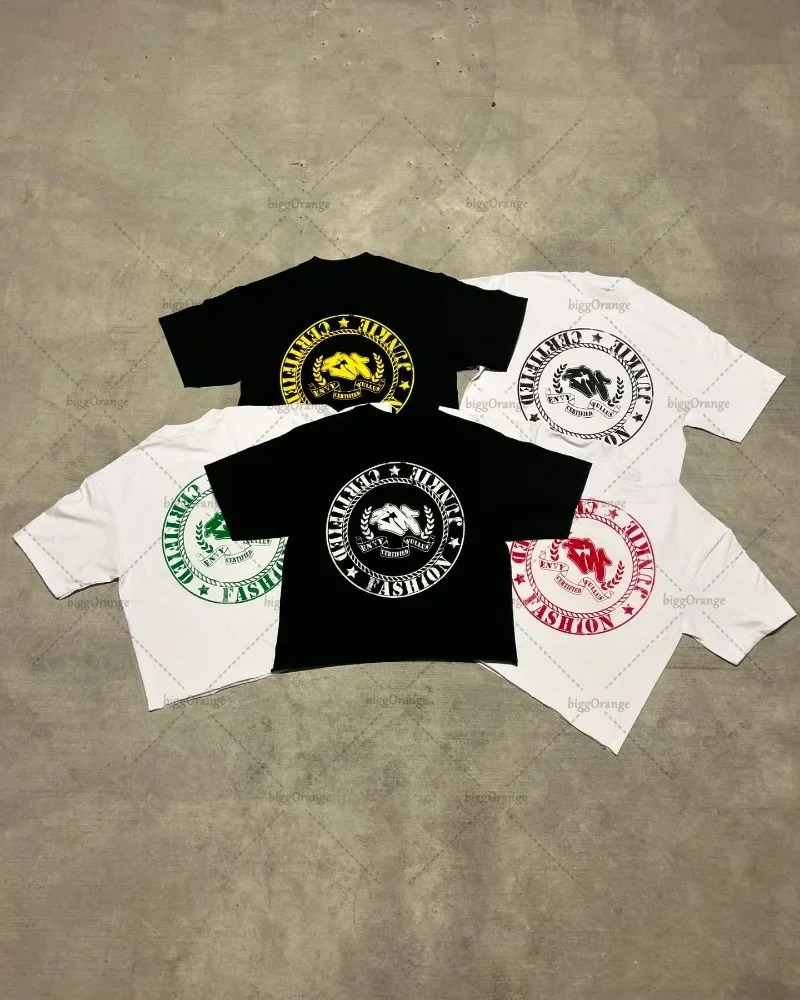 Y2k European and American Harajuku Retro Loose Casual Couple Short-sleeved Hip-hop Casual Letter Printing Oversized T-shirt Top 250220