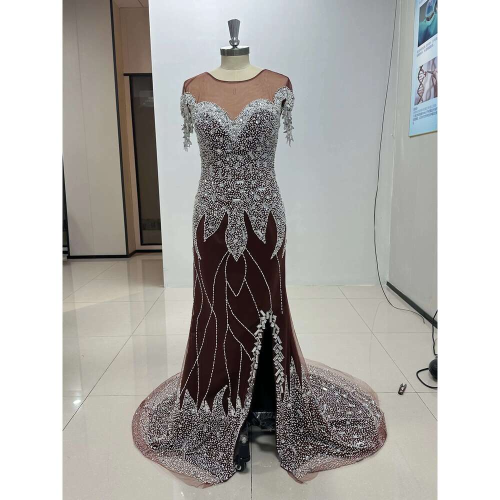 o Plus Size Arabic Style Mermaid Slit Side Ball Gowns Fringed Sequins Appliques Party 2025 Evening prom Dresses