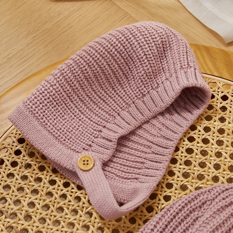 Winter Warm Baby Girls Boys Clothes Knit Romper Sweater Toddler Long Sleeve Solid Knitwear Jumpsuit with Hat for Kid Fall Outfit 250220