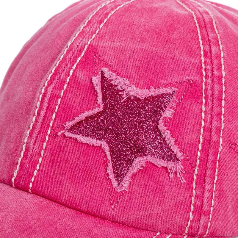 Retro baseball cap Female spring and summer Korean version of the big head circumference face duckling cap pink 250214