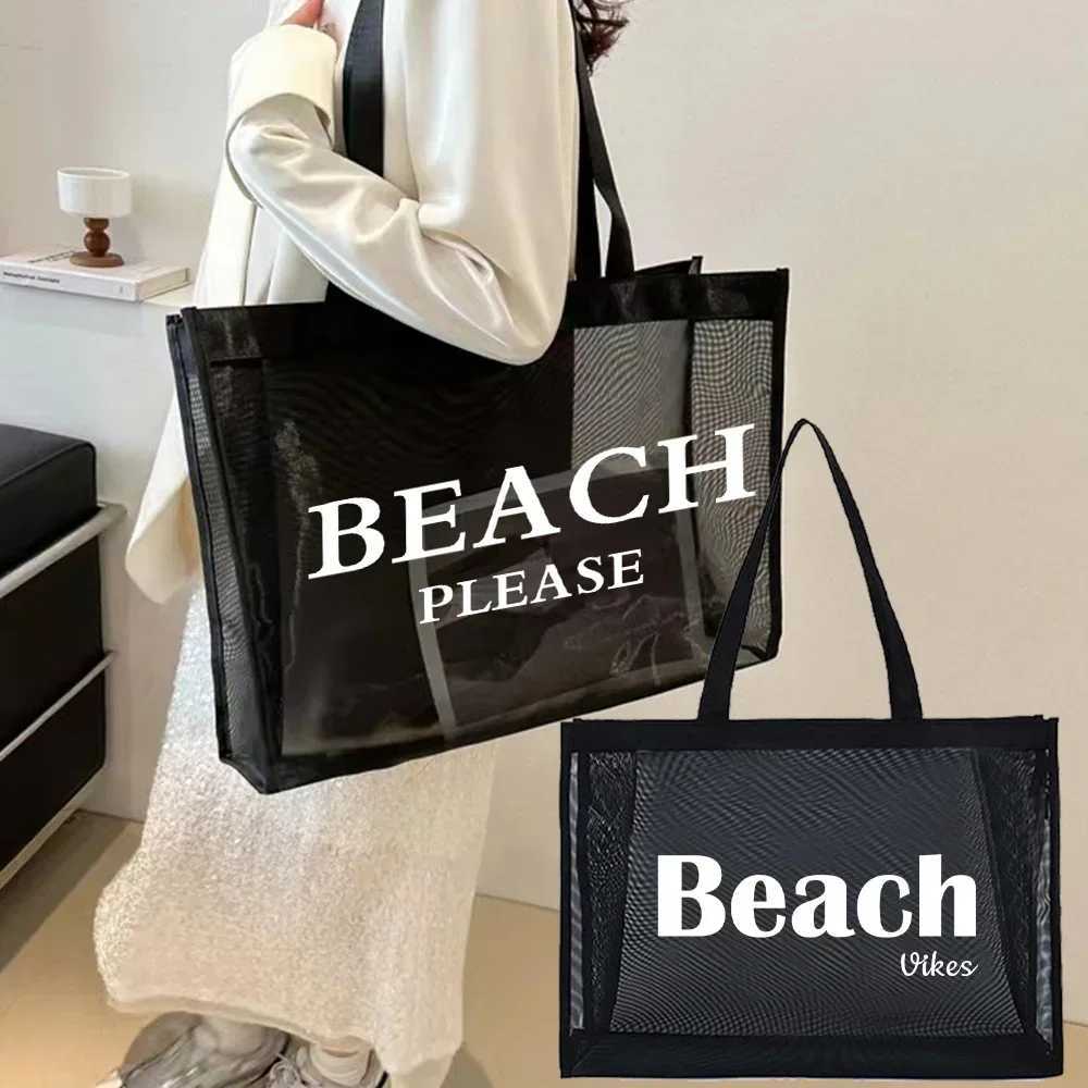 Tote Bags Women Wallets Travel Storage Bags Large Capacity Handbag Transparent Organizer Grid Package Beach Printing Series Z250219