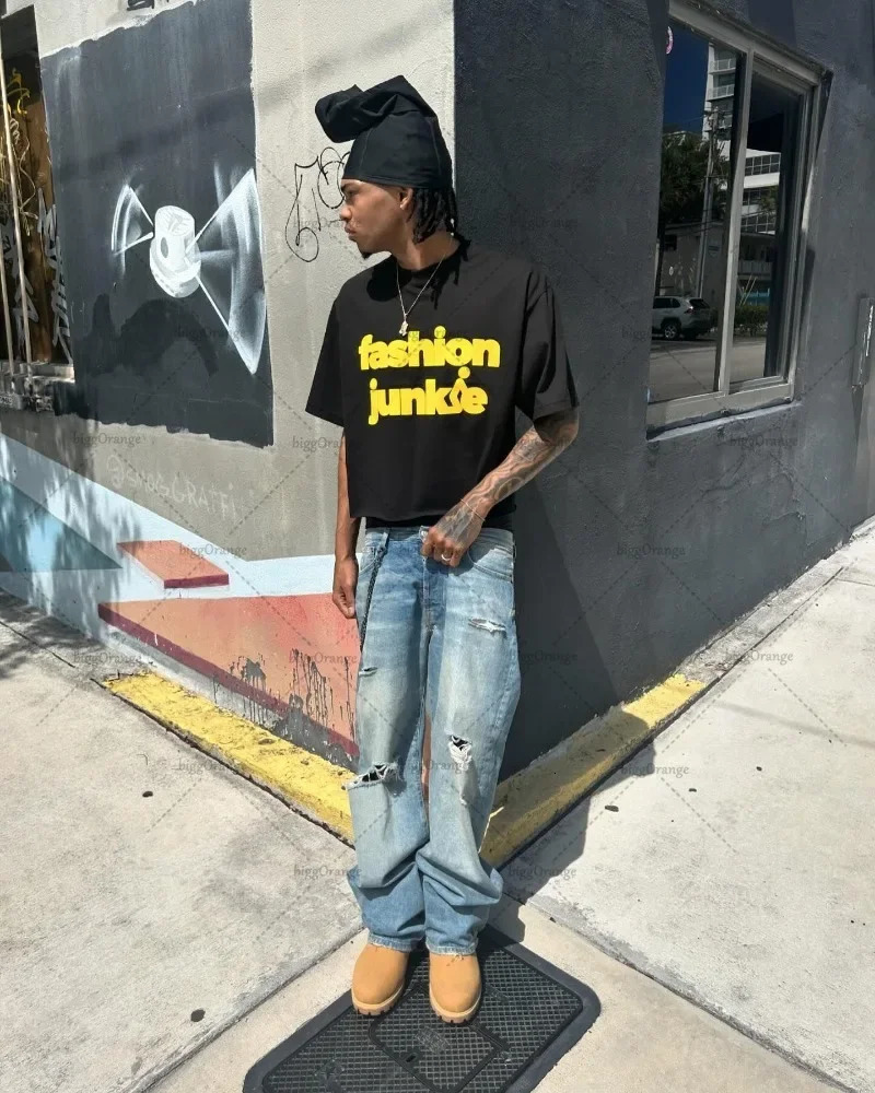 Y2k European and American Harajuku Retro Loose Casual Couple Short-sleeved Hip-hop Casual Letter Printing Oversized T-shirt Top 250220