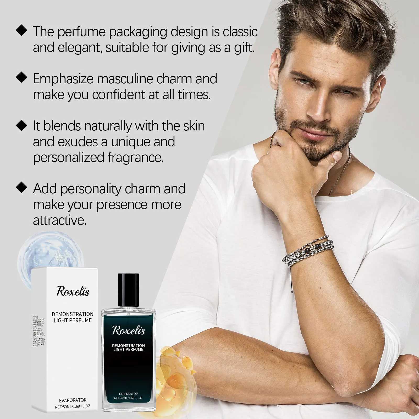 Roxelis 50ml Men Cologne Charming Perfume Lasting Pheromone Natural Fresh Scent Deodorant Dating Attract Flirting Perfume SprayXJ250220
