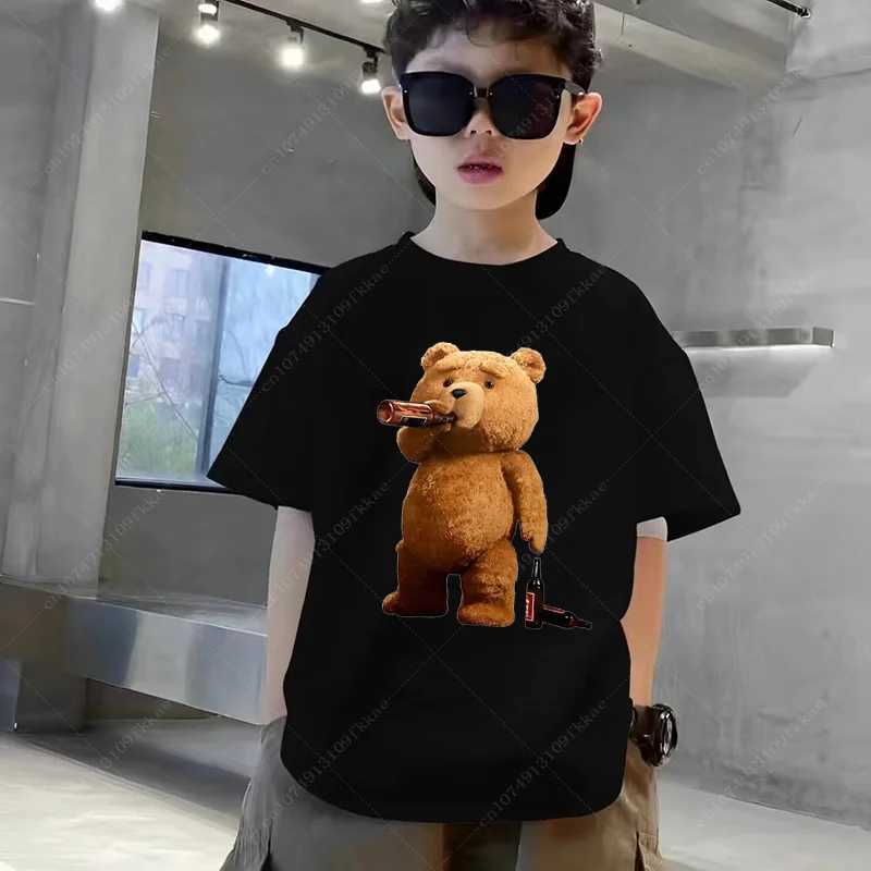 T-shirts Funny Bear Boy Girl Cute Cartoon Shirt Kid Summer Animal Anime Tops Tee Children Baby Family Group Clothes Unisex Teenager 3-14y H250220