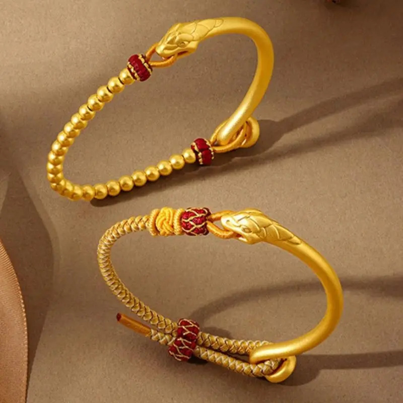 Year of the Snake Breaking Taisui Bracelet Snake Golden Mysterious Elegant Retro Light Elegant Year of Life Lucky Jewelry 250220