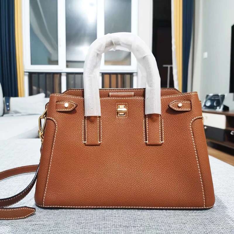 Classic Tote Bags For Women Designer Handbags And Purses 2024 New In PU Vintage Lychee Texture Lock Top Handle Shoulder
